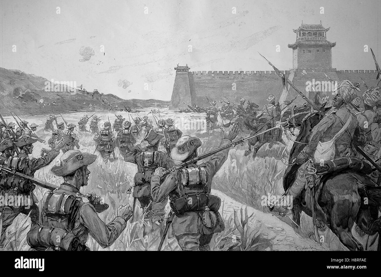 La conquista di Lianghsiang dalla fanteria tedesca e guerrieri bengalic Foto Stock