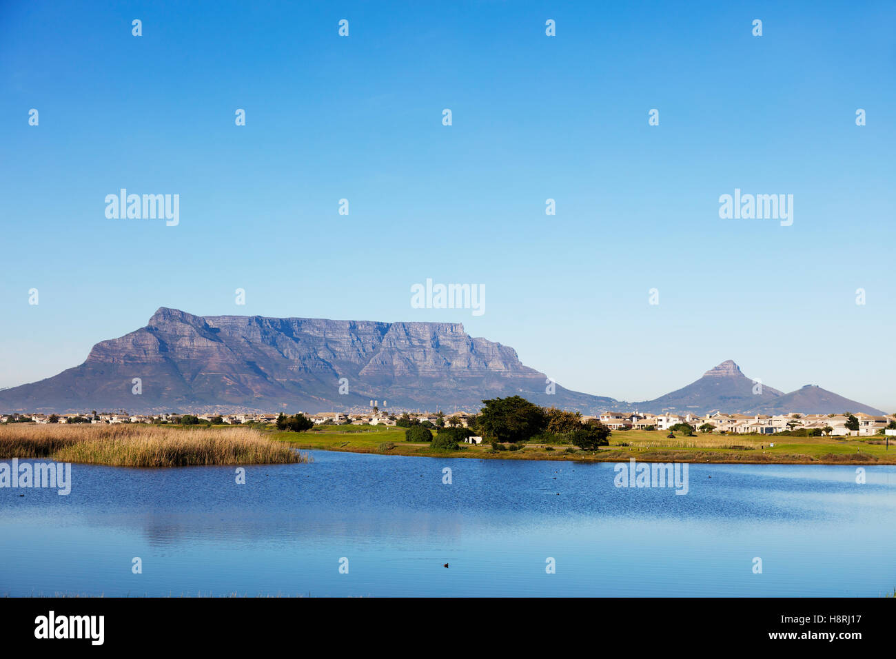 Sud Africa, Western Cape, Città del Capo e di Table Mountain e Woodbridge Island Lighthouse Foto Stock