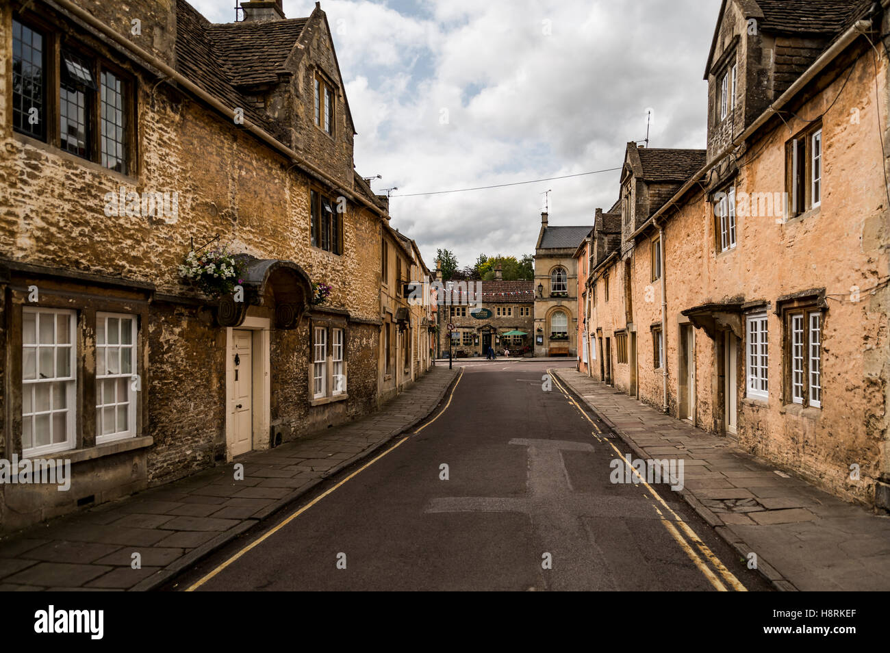 Street nella città mercato di Corsham Regno Unito, che è stato anche utilizzato per le riprese della BBC dramma Poldark. Foto Stock