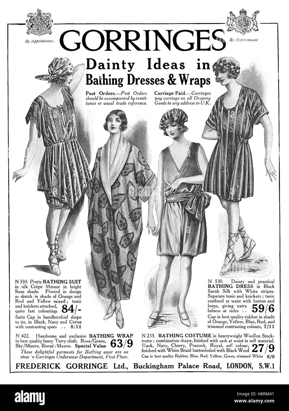 1922 British pubblicità per Gorringes Department Store Foto Stock