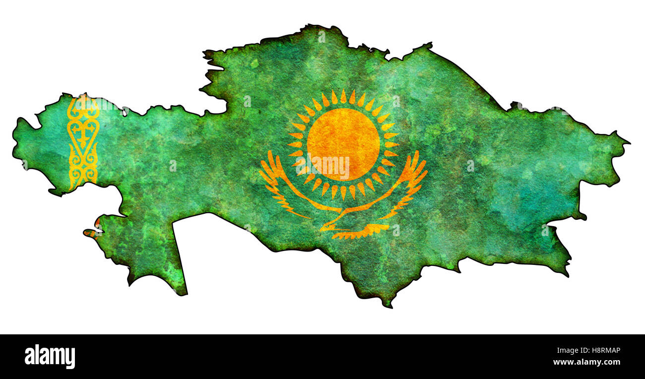 Alcuni vecchi vintage map con la bandiera del Kazakistan Foto Stock