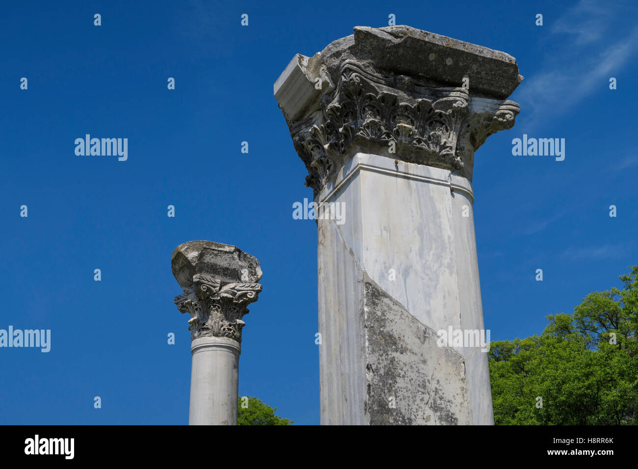 Colonne corinzie all'antica città di Filippi, Grecia, Europa Foto Stock