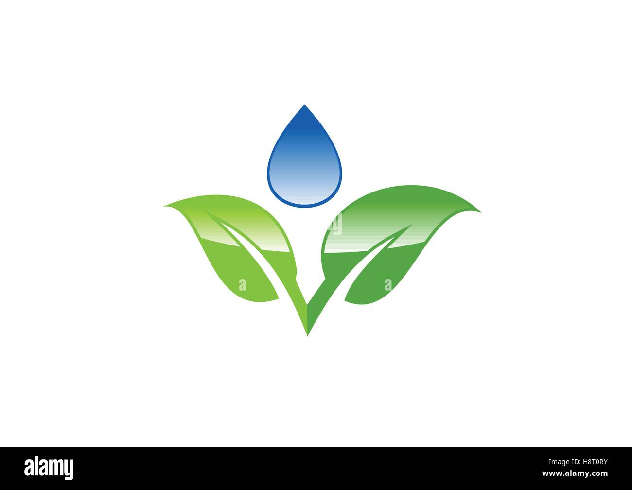 Goccia d'acqua lascia il logo, ecologico naturale concettuale pianta simbolo icona disegno vettoriale Illustrazione Vettoriale