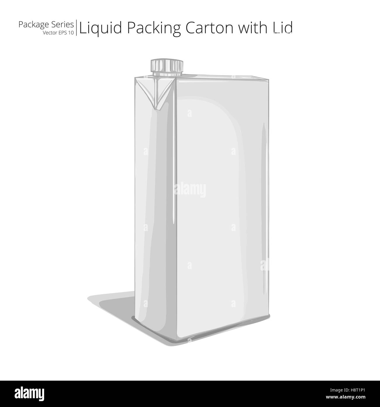 Vettore, illustrazione del liquido di cartone di imballaggio con coperchio. Illustrazione Vettoriale