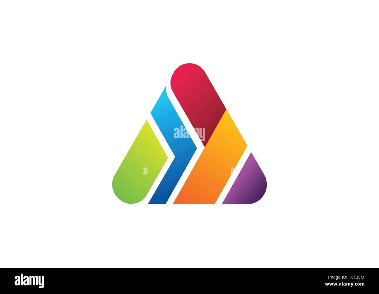 Elemento a triangolo logo, costruzione di finanza piramide edificio simbolo icona disegno vettoriale, concept home design logotipo Illustrazione Vettoriale