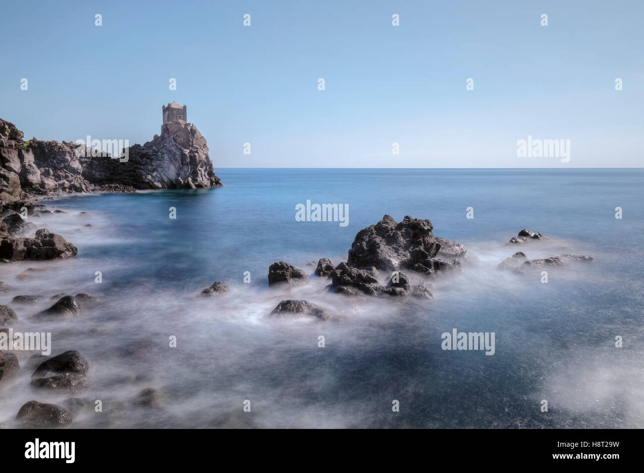Torre di avvistamento, Santa Tecla, Acireale, Catania, Sicilia, Italia Foto Stock