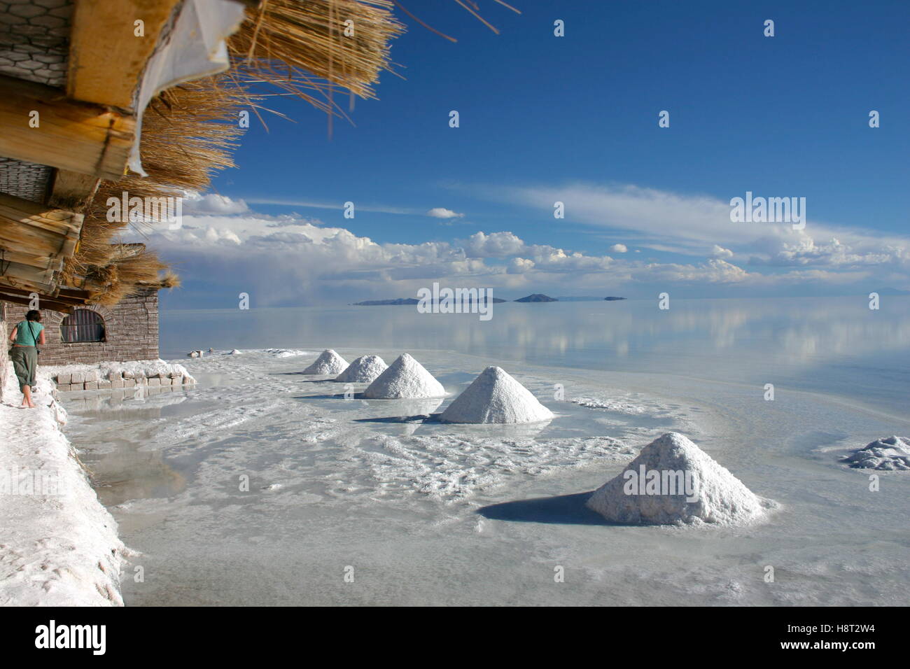 Colline di sale nelle saline di Salar de Uyuni Bolivia Foto Stock