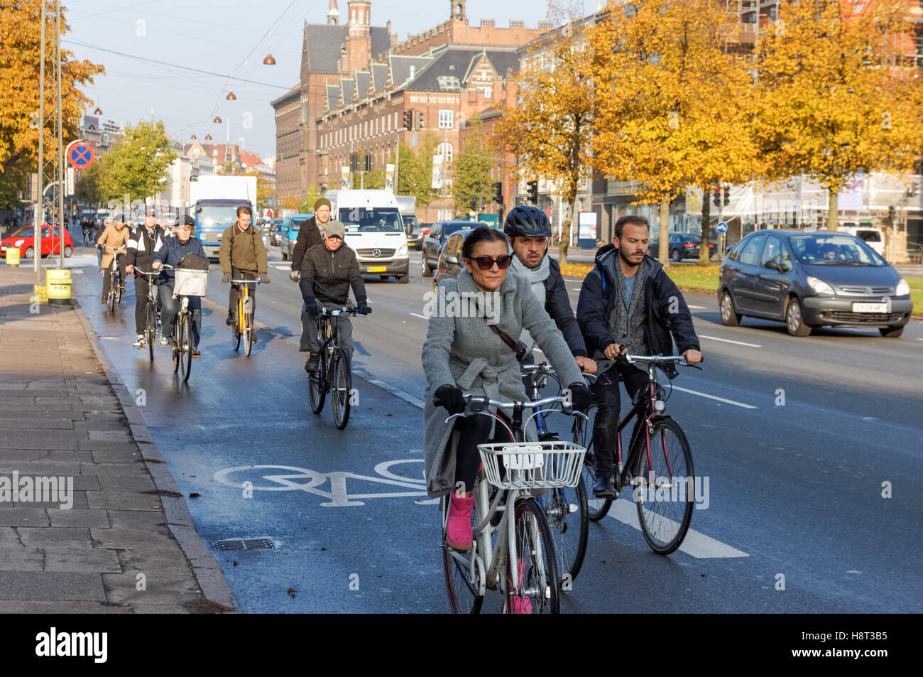 I ciclisti in Copenhagen, Danimarca Foto Stock
