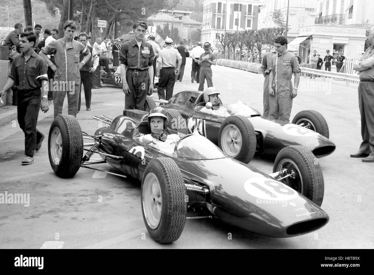 1962 GP di Monaco il team Lotus ENDRUWEIT SELZER CLARK TAYLOR LOTUS 2524 Foto Stock