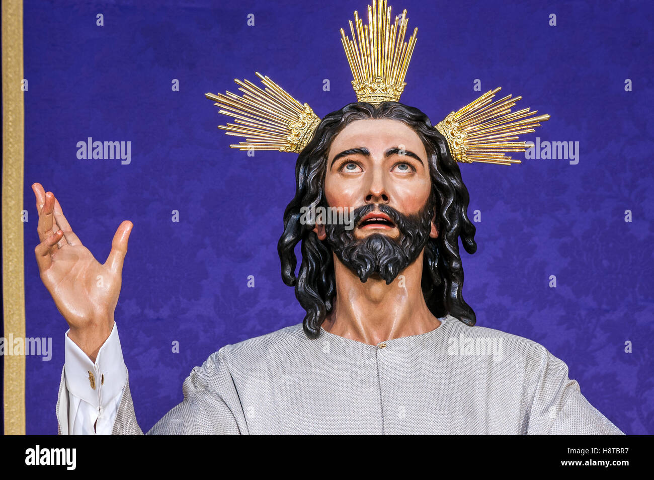 L immagine di Gesù Cristo della Settimana Santa di Siviglia. La Fraternità della cena Foto Stock