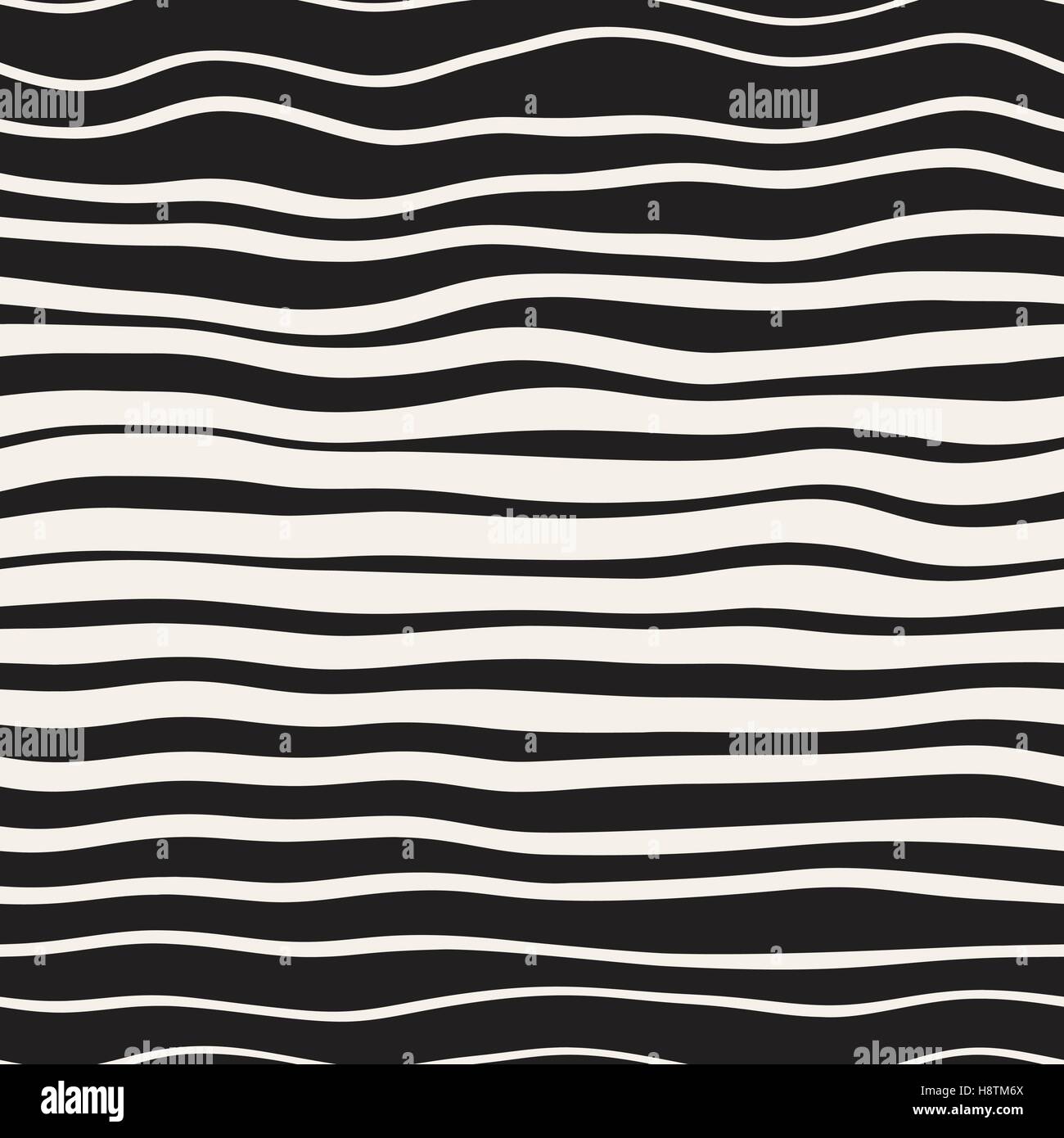 Vector Seamless in bianco e nero disegnato a mano modello di linee Illustrazione Vettoriale