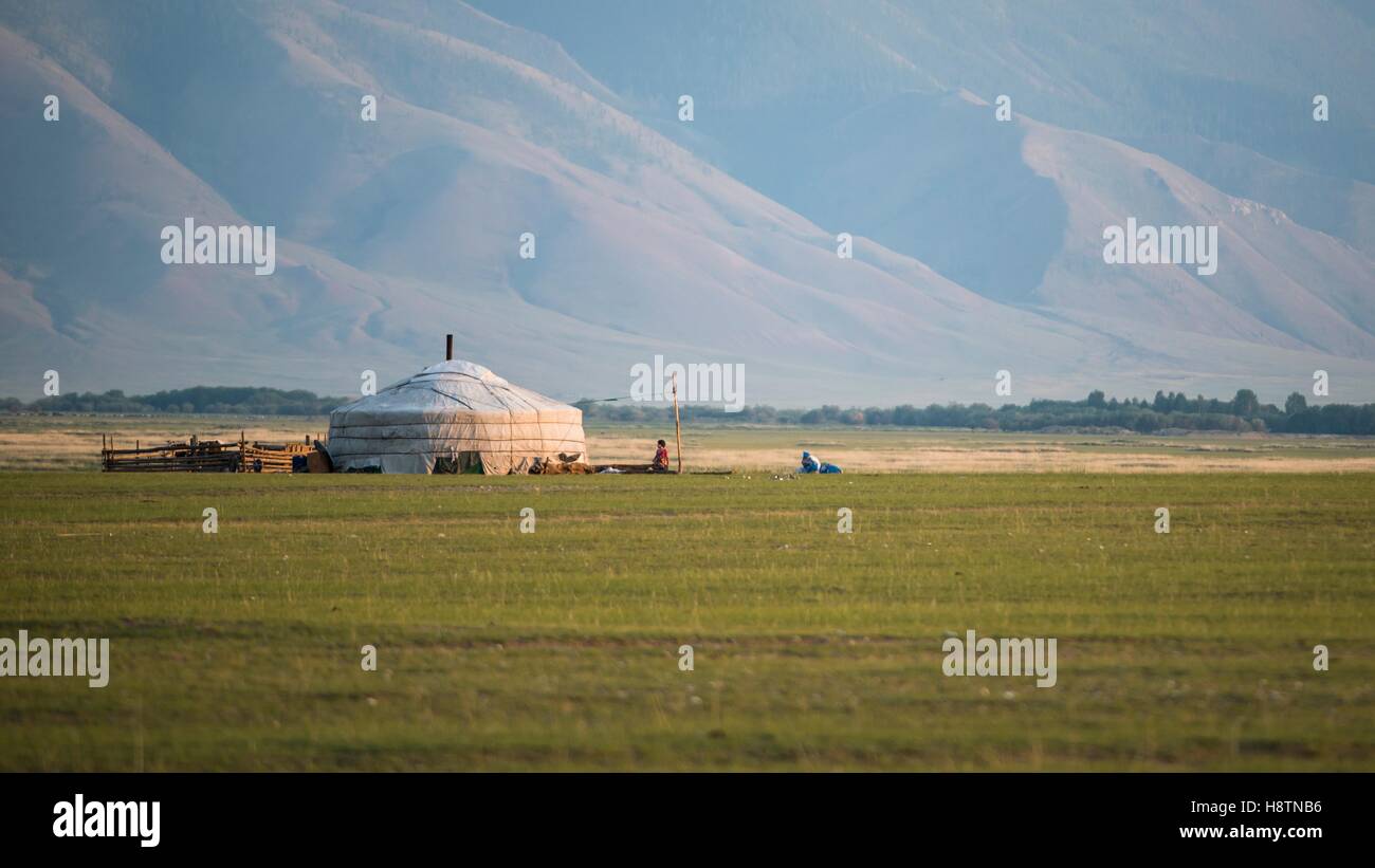 Mongolo yurt, Provincia di Khövsgöl - Mongolia Foto Stock
