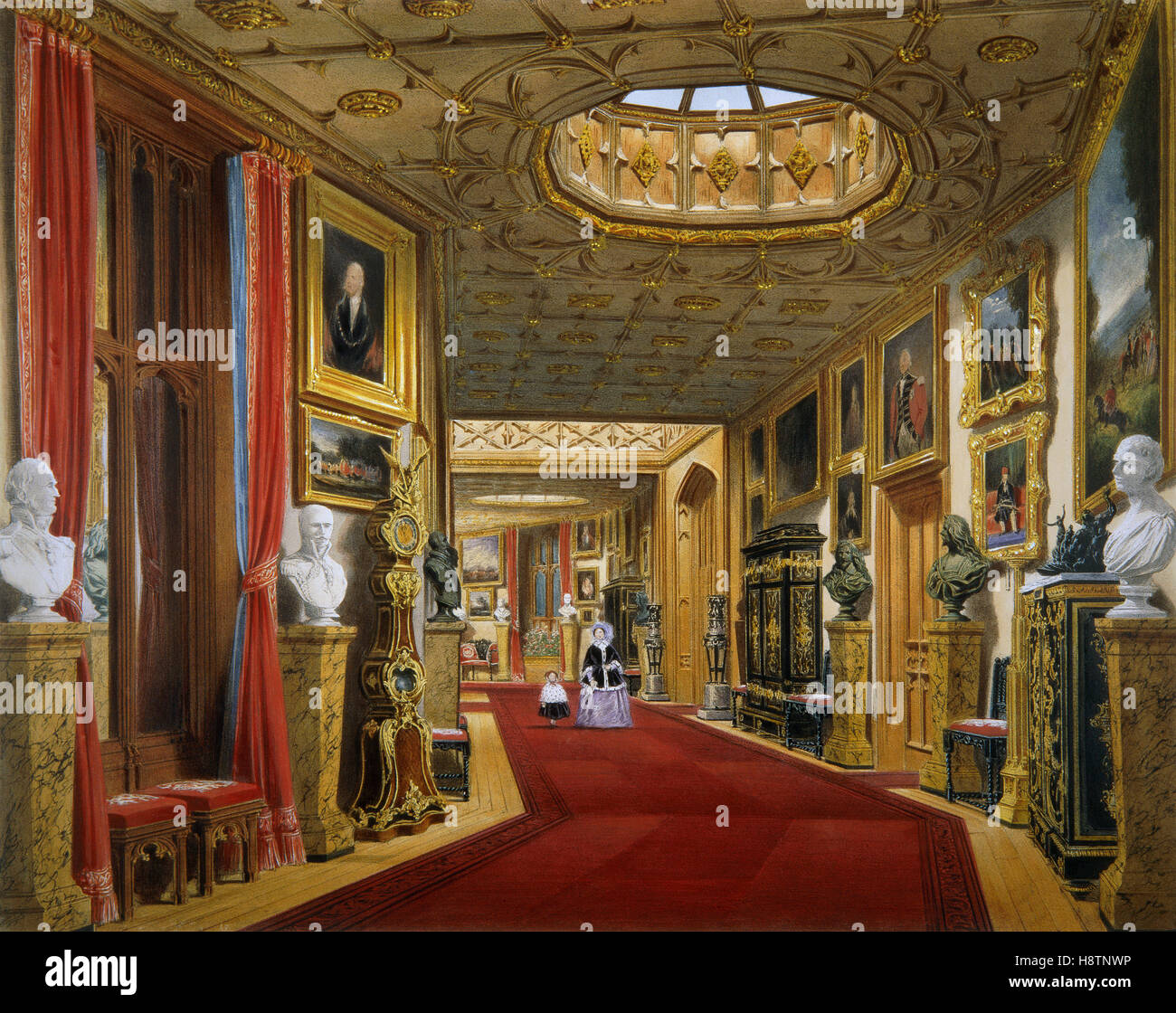 Joseph Nash ( 1808 -1878 ) La regina Victoria al castello di Windsor Foto Stock