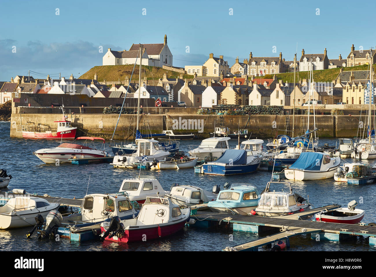 Findochty Harbour, murene, Scozia Foto Stock