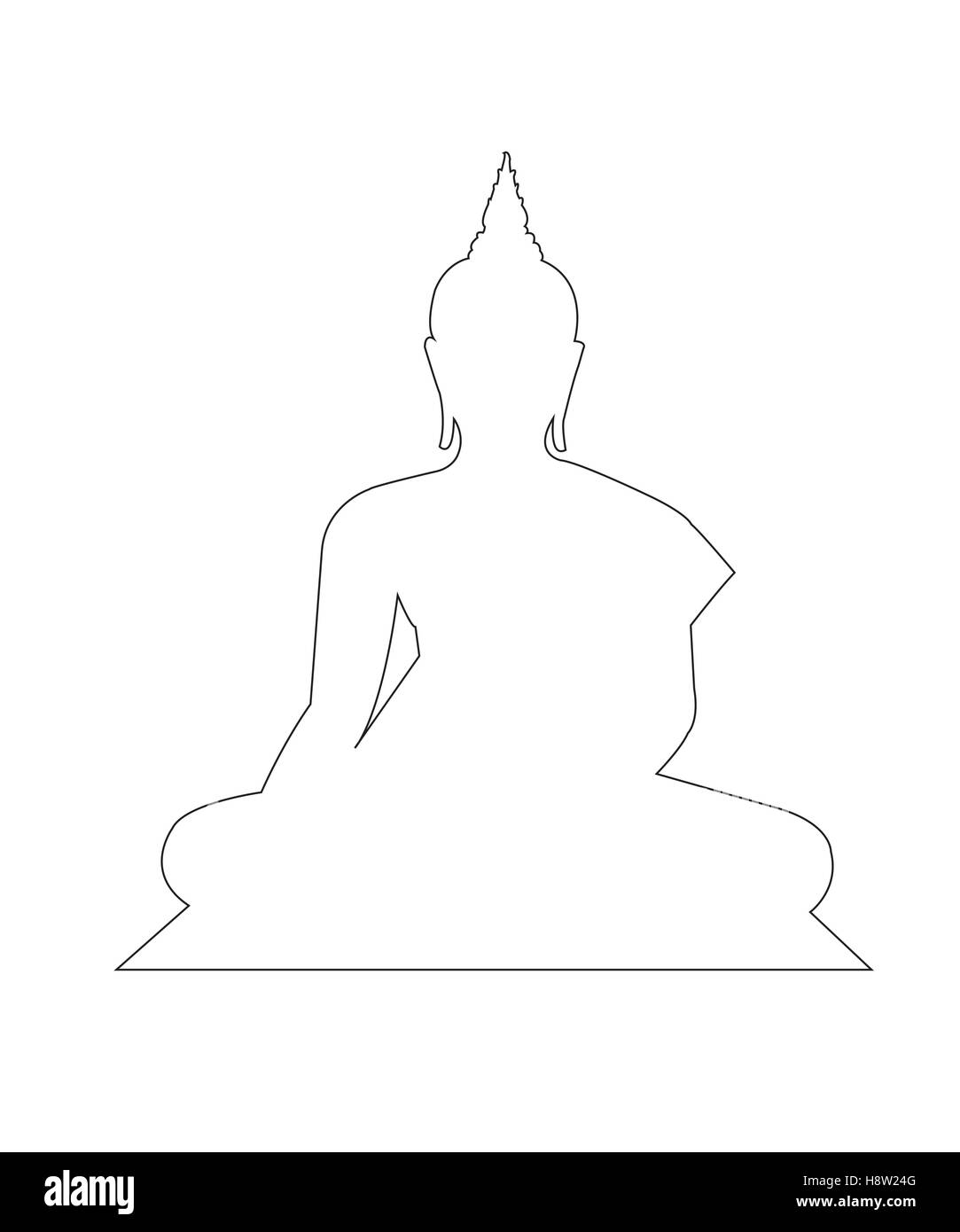 Percorso di Buddha su sfondo bianco Illustrazione Vettoriale