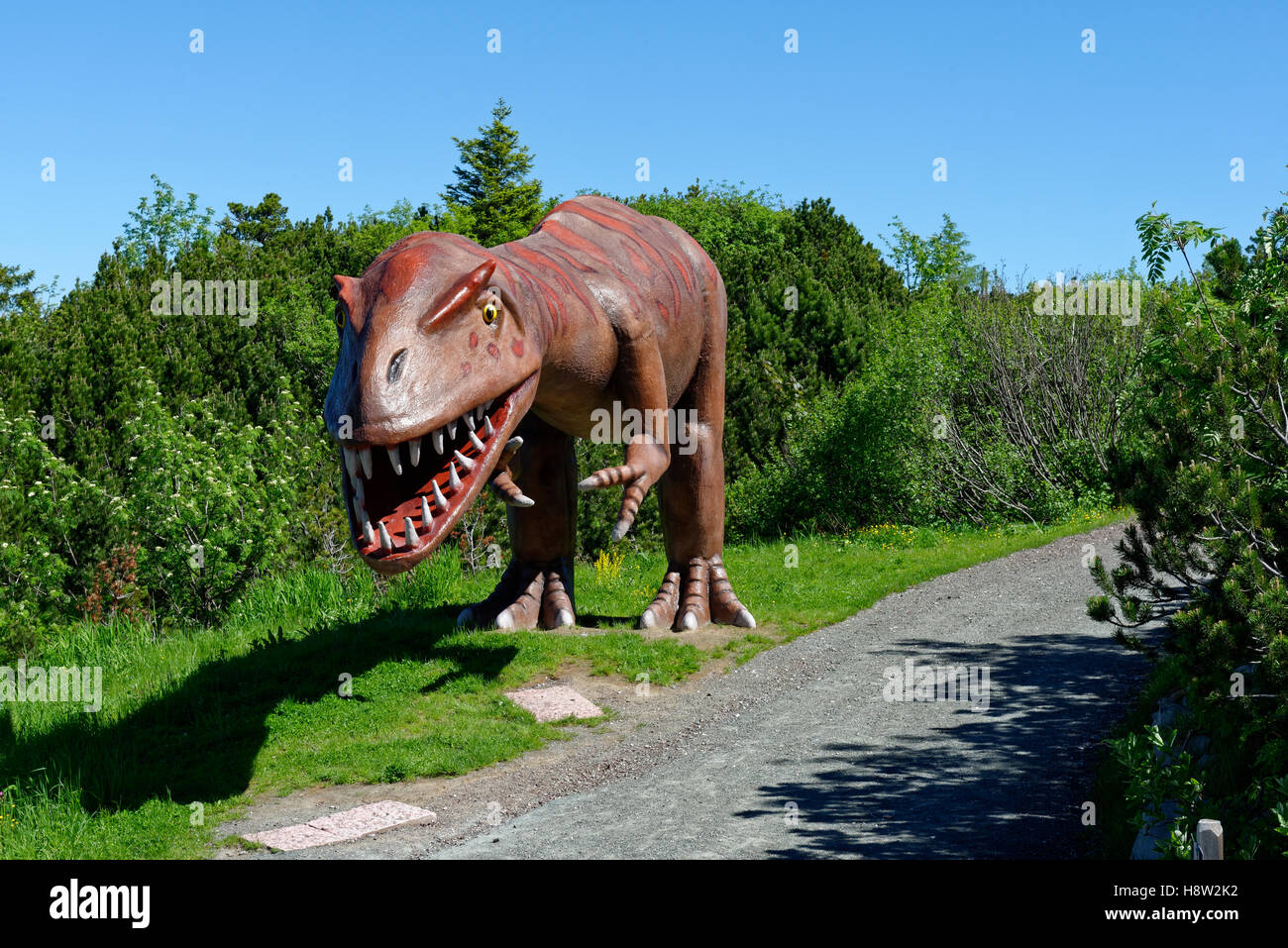 Tirannosauro nel Parco Triassico sulla Steinplatte, vicino Waidring, Tirolo, Austria Foto Stock