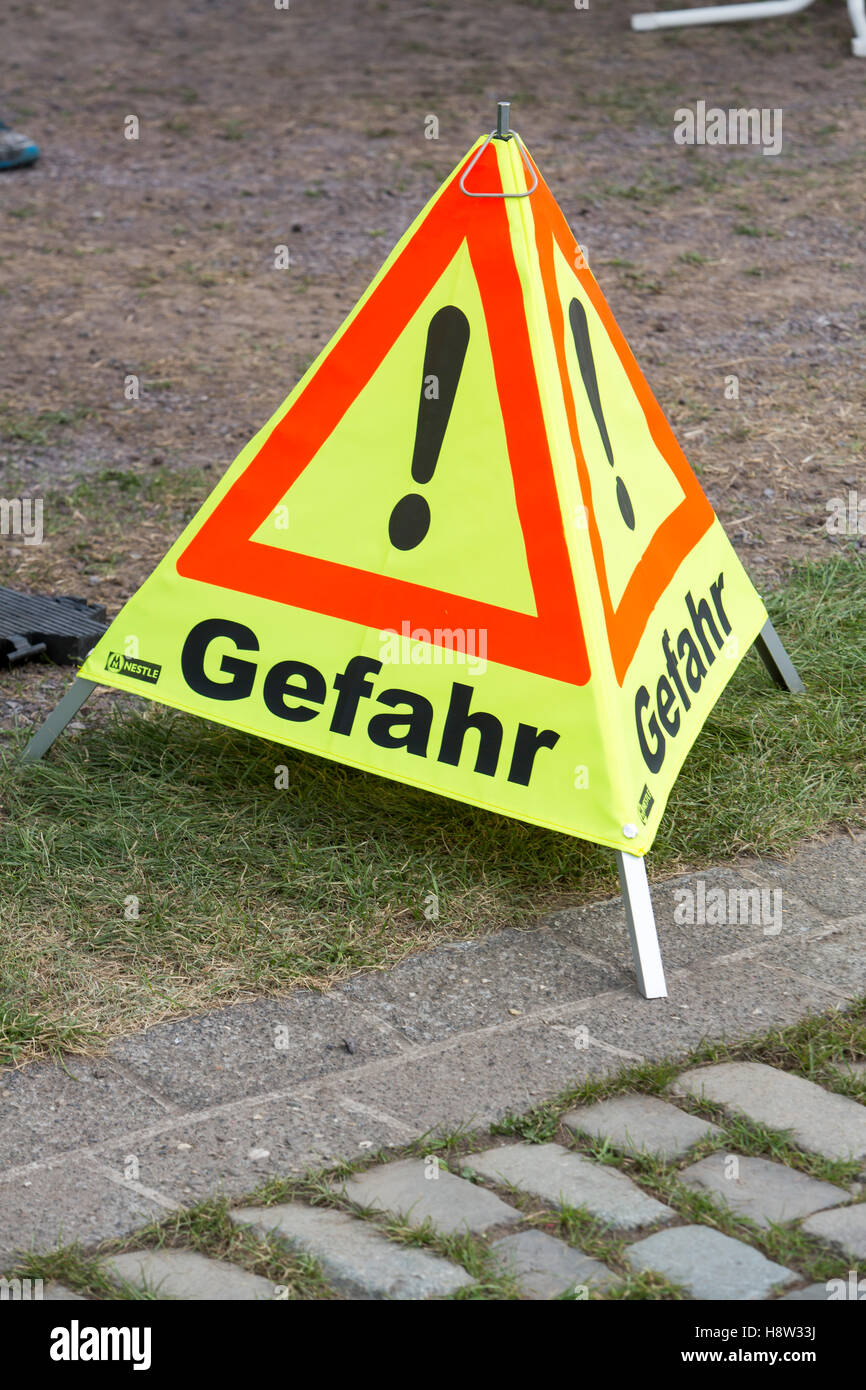 Gefahr, Schild, Warnschild, Aufstelle, Dreieck, Foto Stock