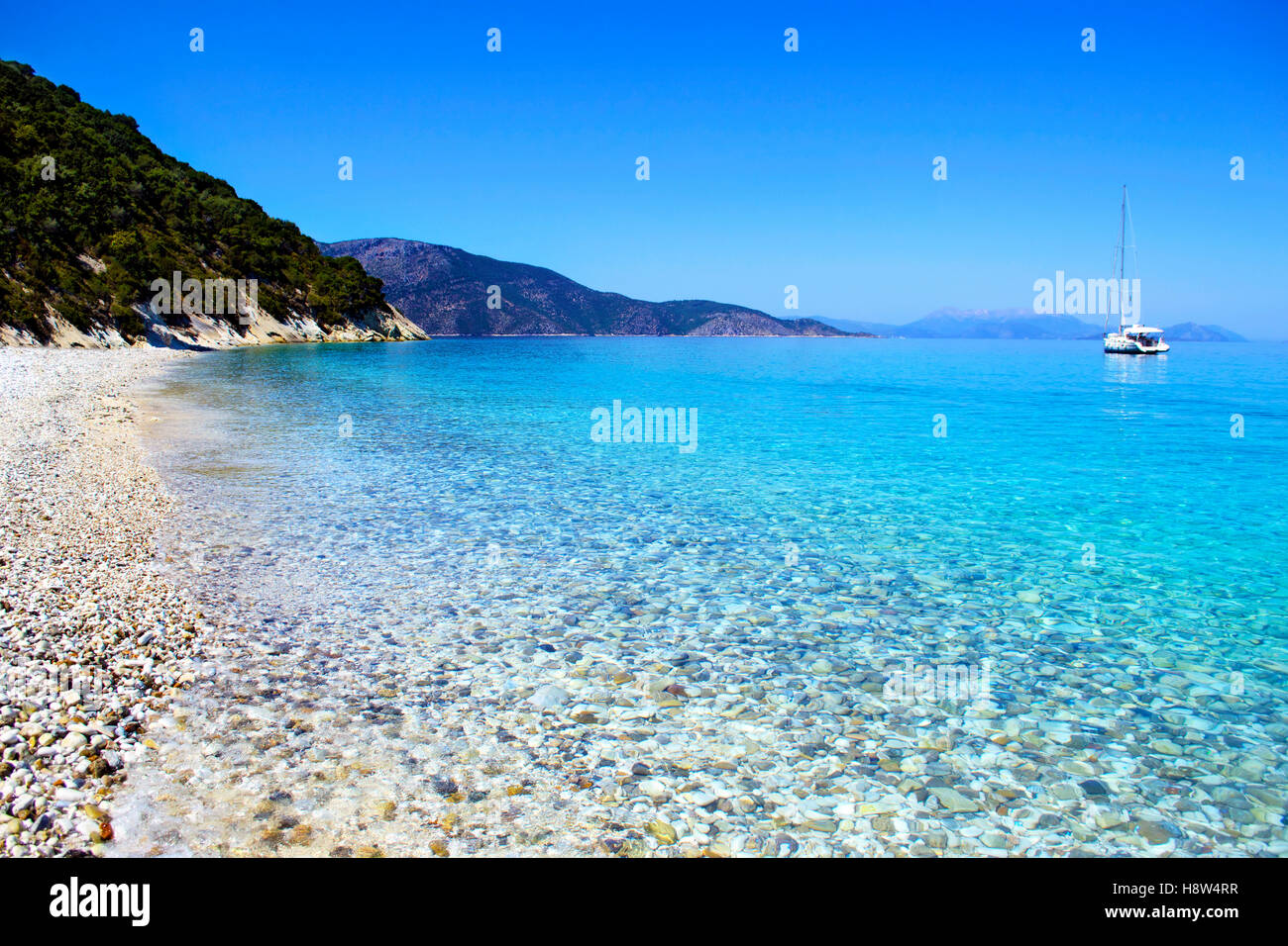 Paesaggio della spiaggia Gidaki Ithaca Grecia Foto Stock