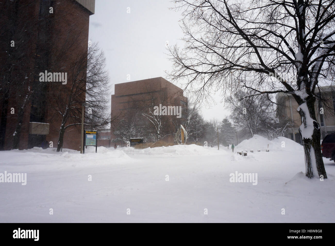 Scena invernale presso la Michigan Technological University in Houghton, MI Foto Stock