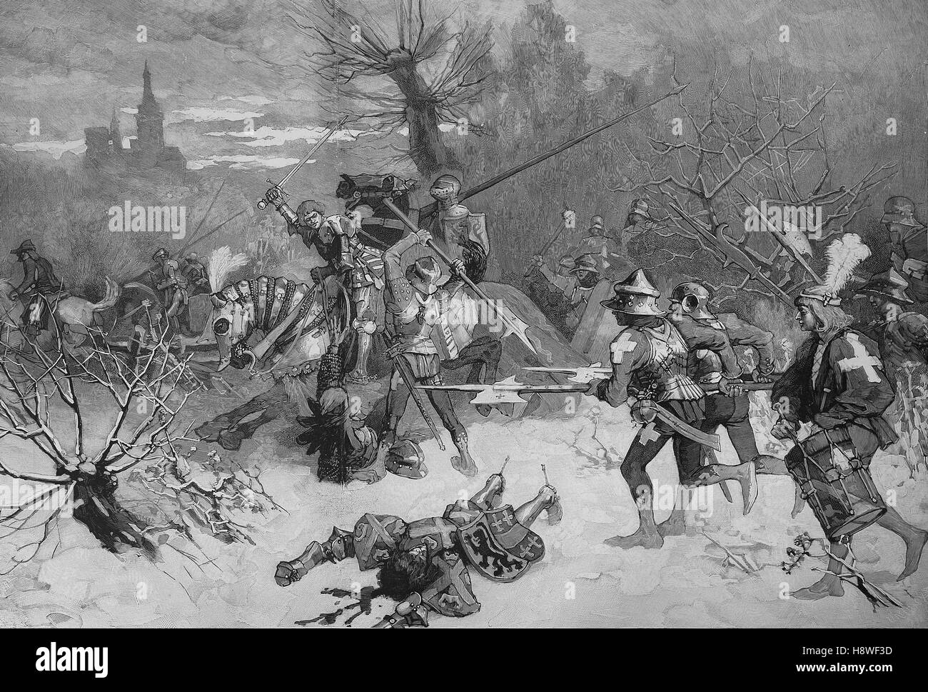 Carlo il Temerario (10 novembre 1433 - 5 gennaio 1477), morto nella battaglia di Nancy, che è stata la fase finale e decisiva battaglia della Borgogna, guerre combattute al di fuori delle mura di Nancy Foto Stock