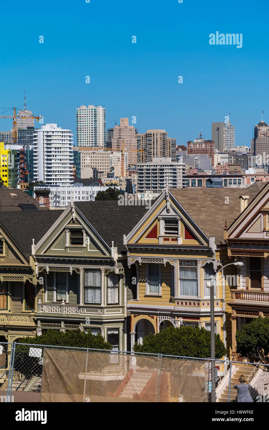 San Francisco, CALIFORNIA, Stati Uniti, residenze vittoriane a Haight Ashberry District, "Painted Ladies" City Scapes / Skylines US, gentrification Buildings, US Foto Stock