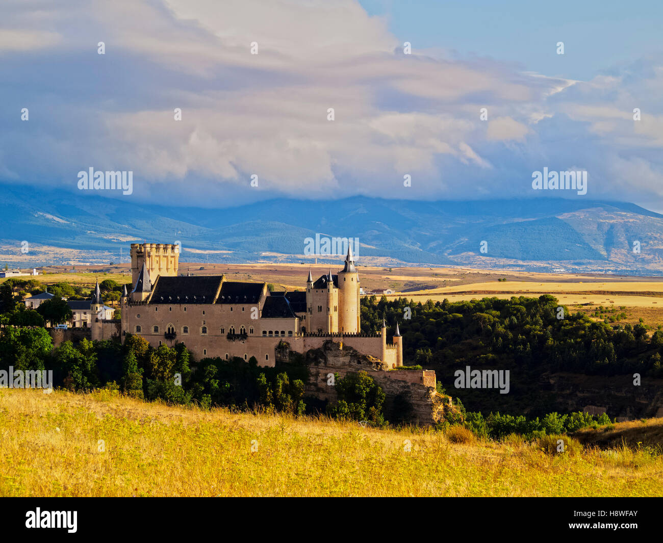 Spagna, Castiglia e Leon, Segovia, vista dell'Alcazar. Foto Stock