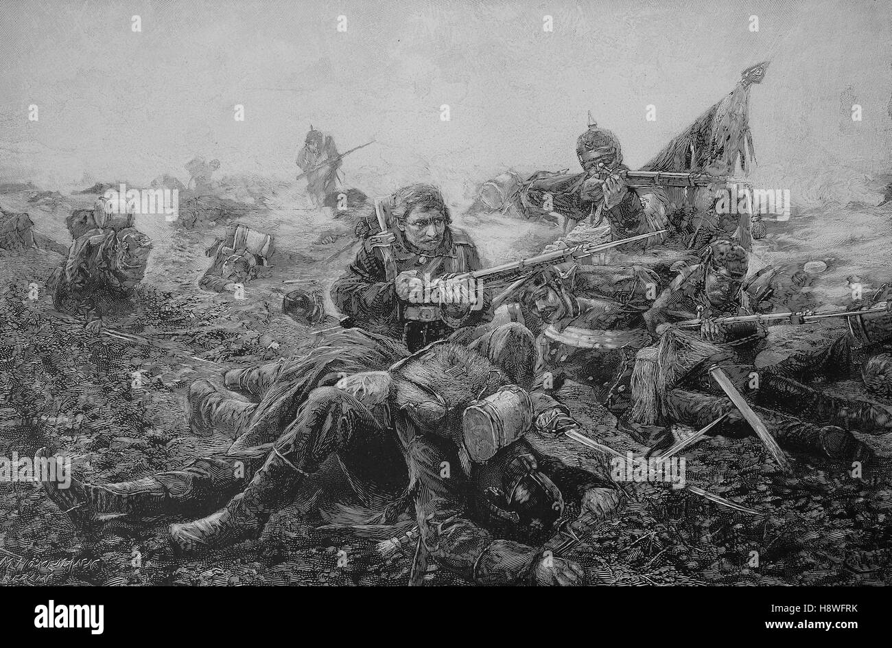 Guerra franco-prussiana o franco-tedesca per la caduta del secondo battaglione del reggimento 61a Digione nel gennaio 1871 Foto Stock