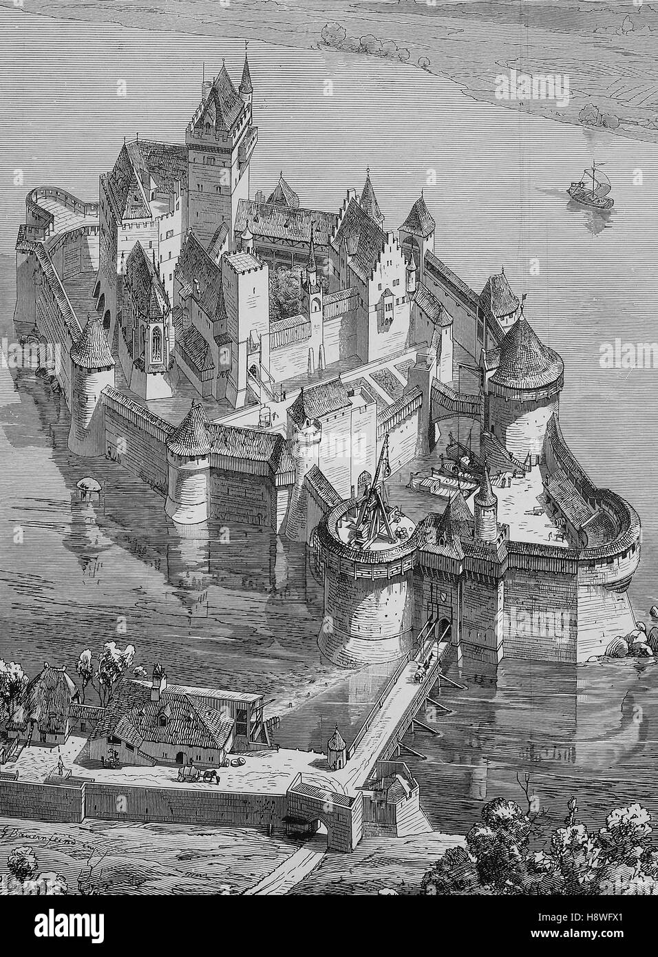 Ideale medievale di un castello d'acqua Foto Stock