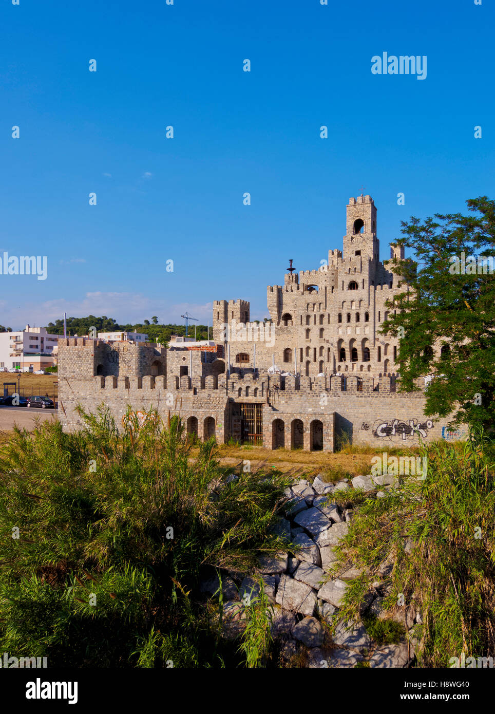 In Spagna, in Catalogna, Provincia di Barcellona, vista del Les Fonts Castello. Foto Stock