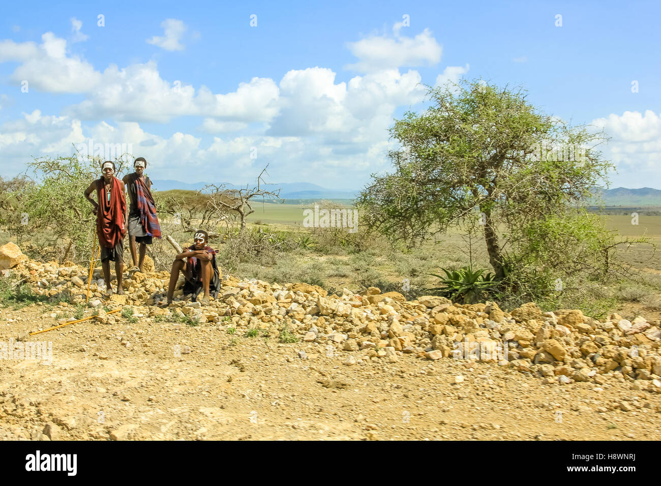 Giovani Guerrieri Maasai Foto Stock