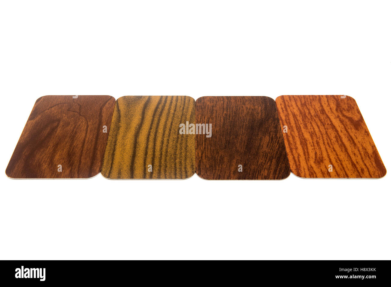 La guida del colore del legno materiale di alluminio, la Champions scelta in legno su bianco Foto Stock