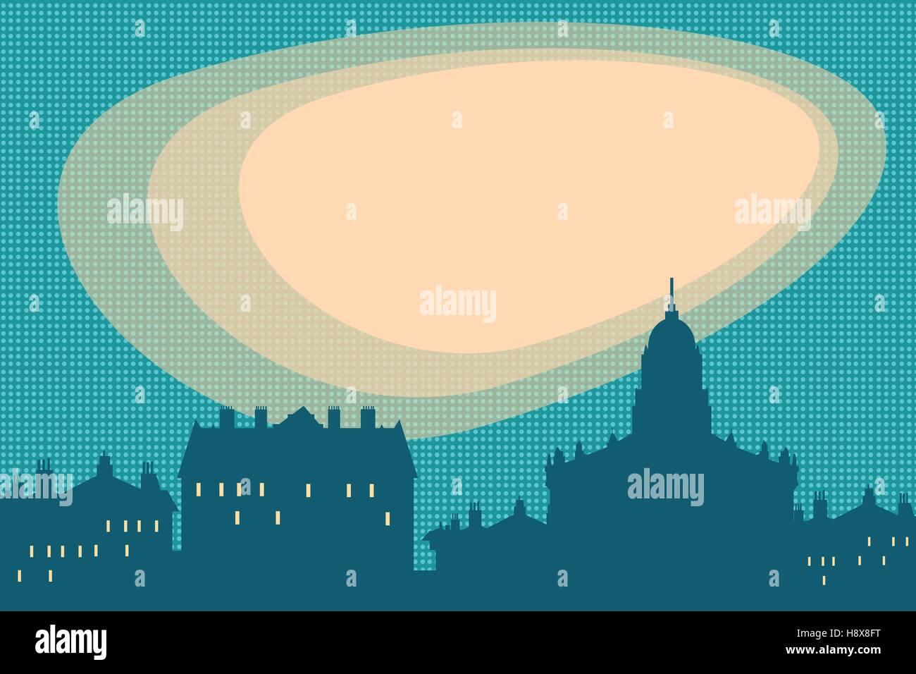 La silhouette della città retrò sfondo vettoriale Illustrazione Vettoriale