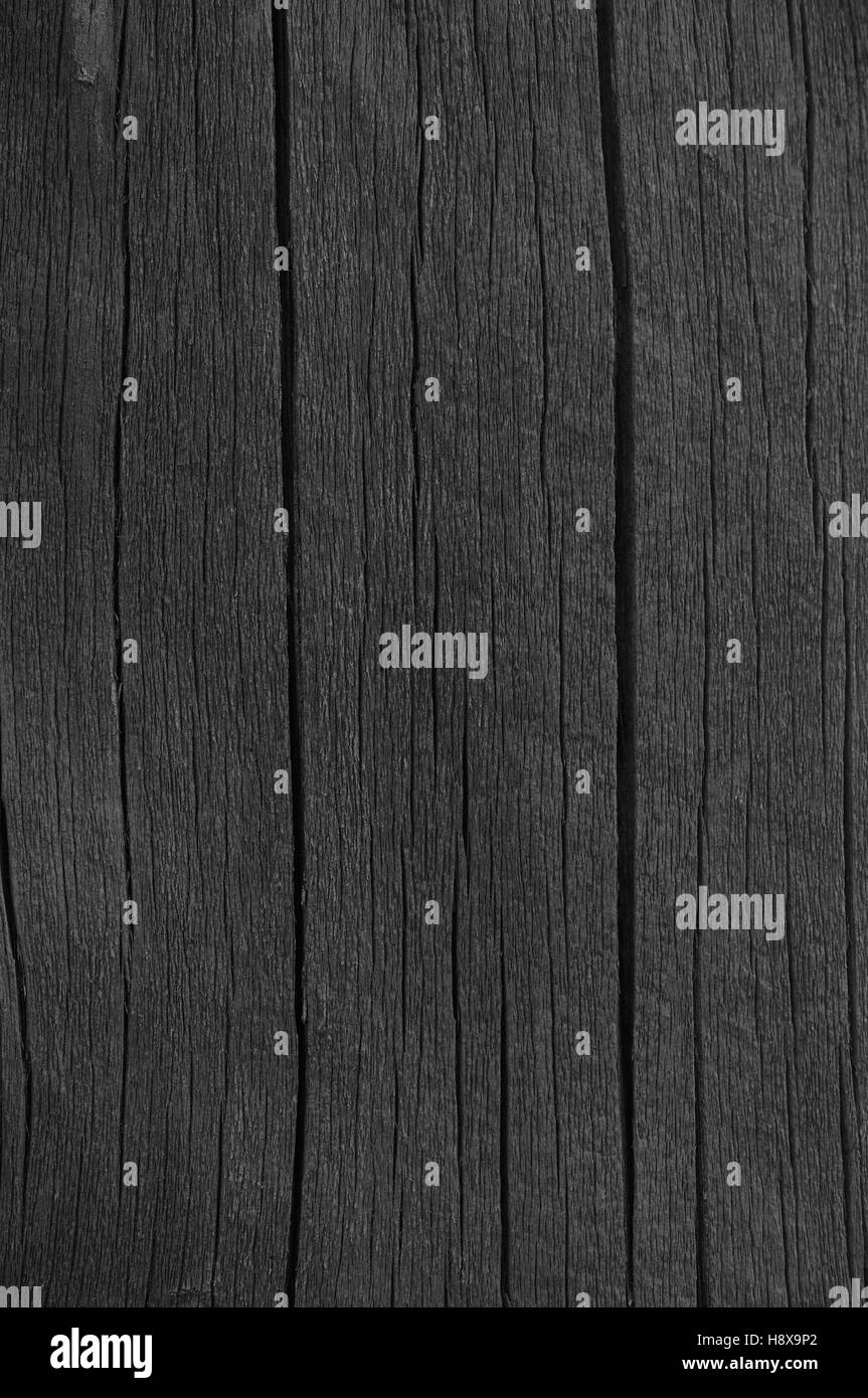 Tavola in legno bordo nero catrame di legno vernice dettaglio texture, grande vecchio invecchiato scuro e ricco di dettagli incrinato rustico in legno Macro Closeup Pattern Foto Stock