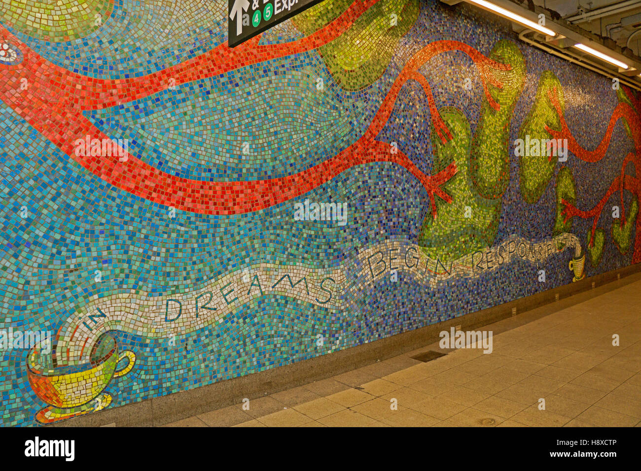 Arte Musiva a 59th Street Subway Station a Manhattan, New York City, Foto Stock
