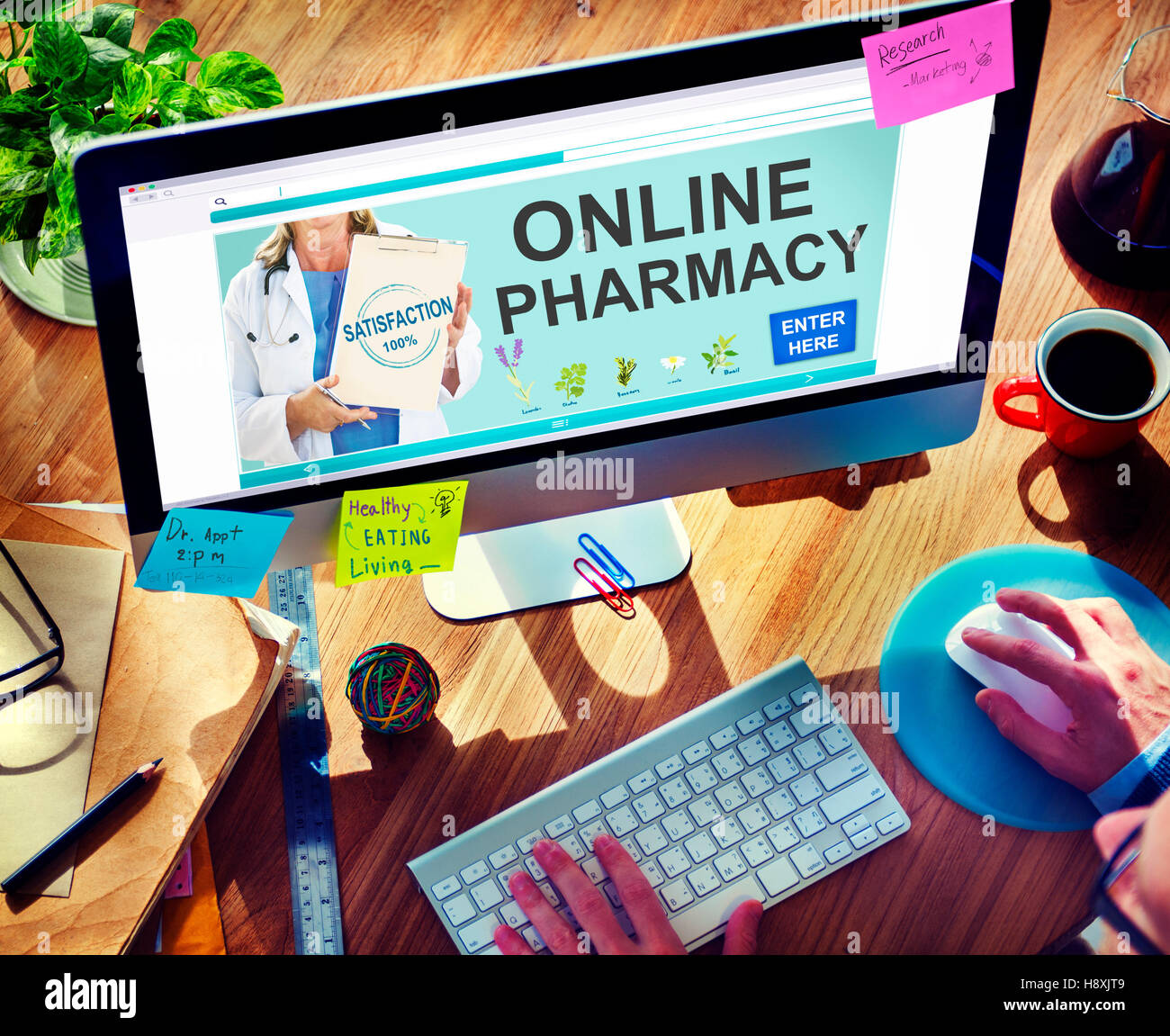 Online Pharmacy la sanità e la medicina di erbe concetto di medicina Foto Stock