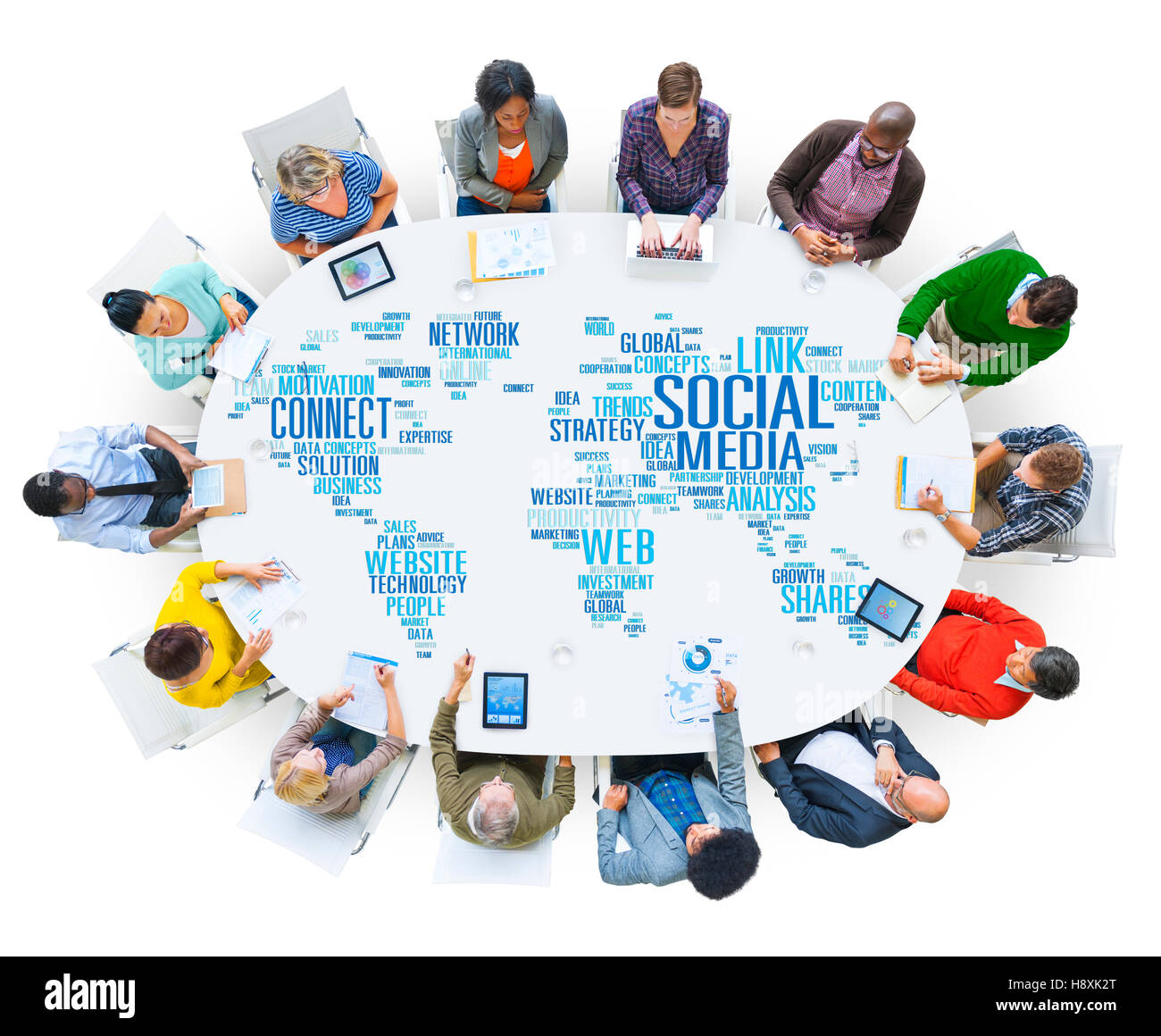 Social Media Connessione ad Internet per la comunicazione globale il concetto di rete Foto Stock