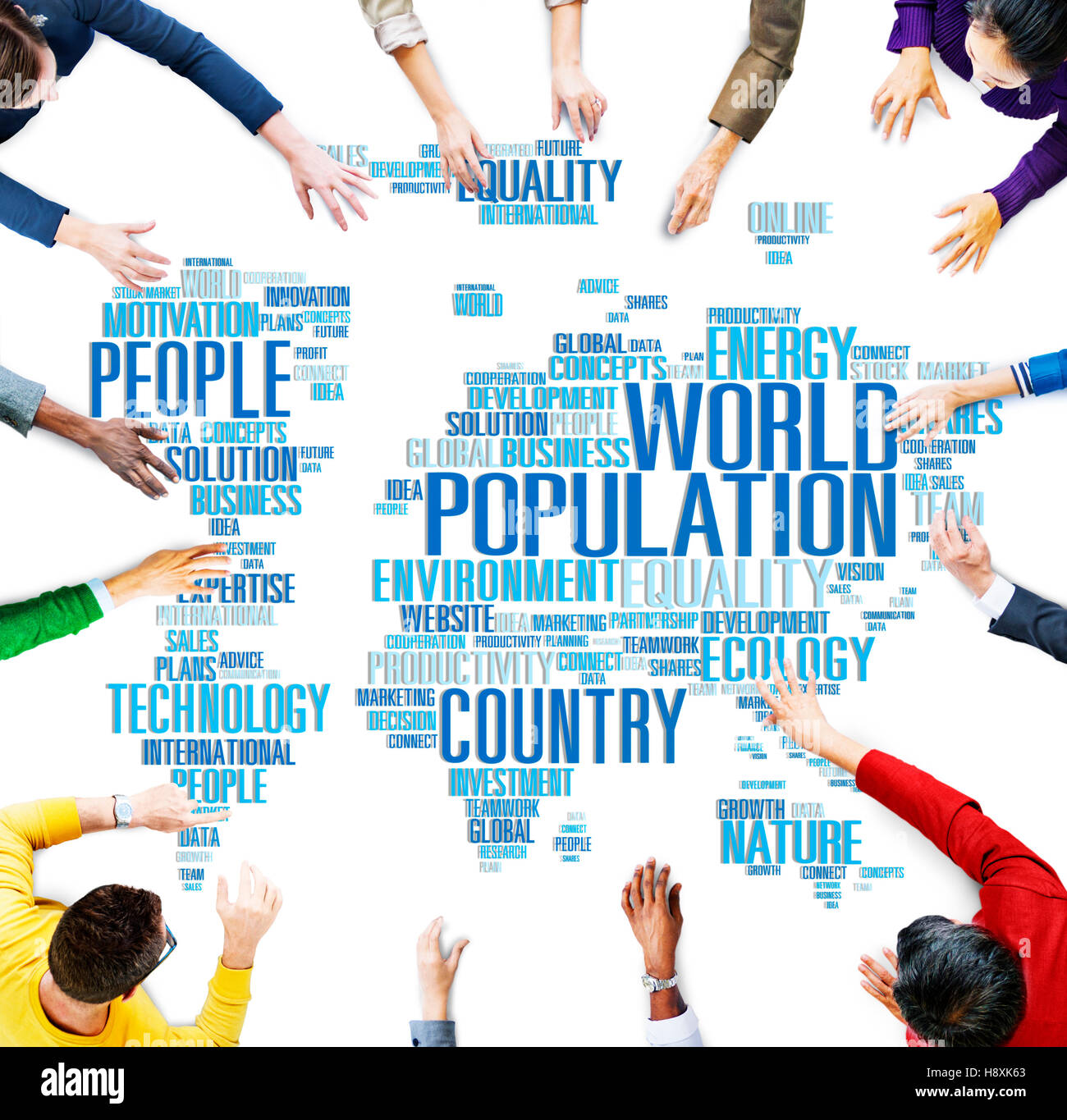 La popolazione mondiale popolazione globale comunitario concetto internazionale Foto Stock