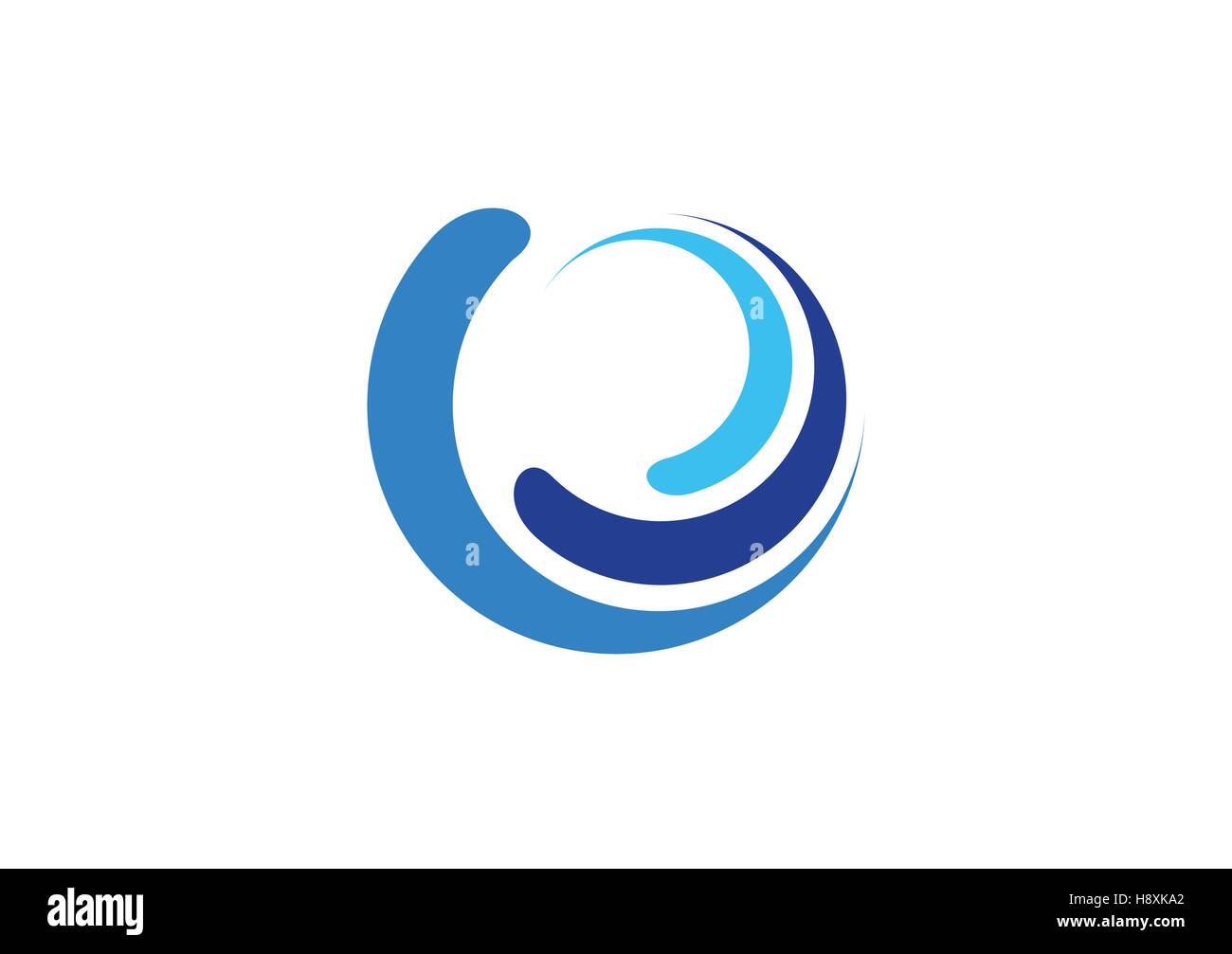 Cerchio logo onde, sfera blu acqua splash simbolo, swirl icona vento disegno vettoriale, blue logo a forma di onda icona di simbolo segno disegno vettoriale Illustrazione Vettoriale