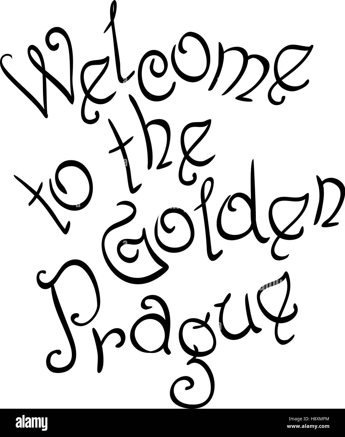 Benvenuti al Golden Prague iscrizione Illustrazione Vettoriale