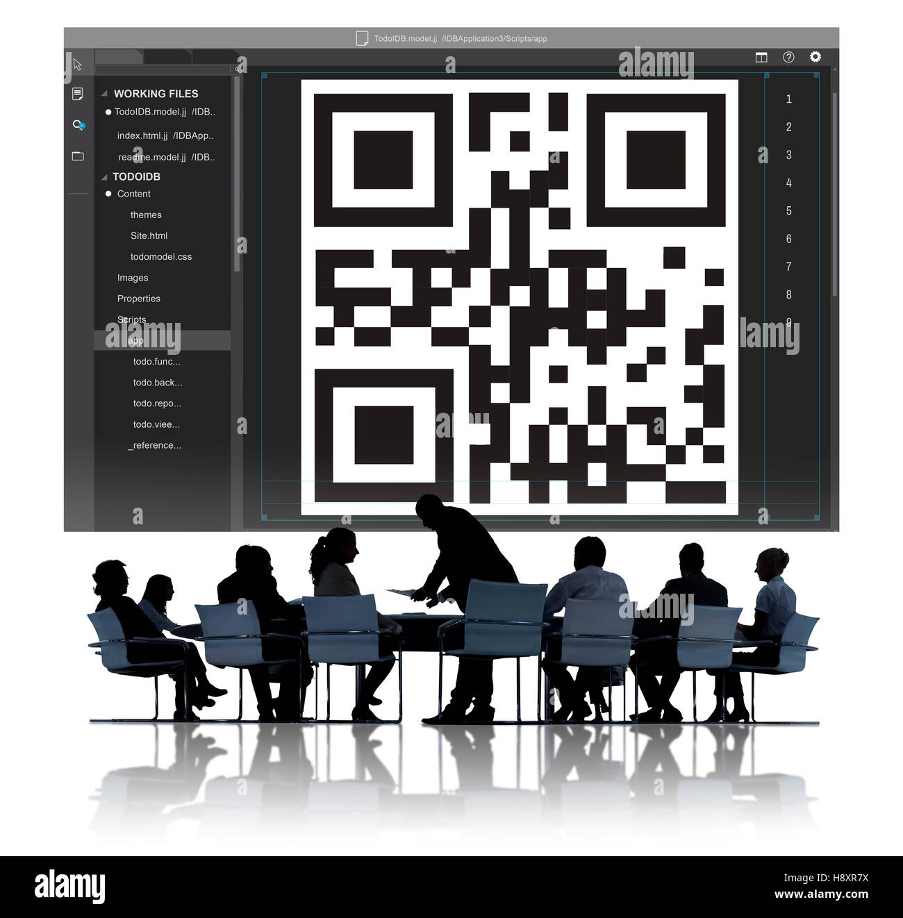 Codice QR Interfaccia crittografia concetto di codifica Foto Stock