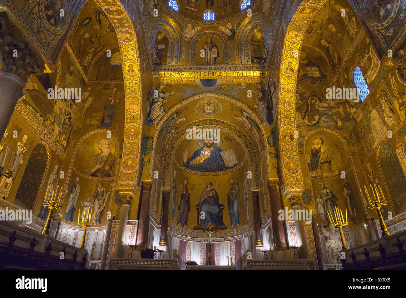 Cappella Palatina, la Cappella Palatina e il Palazzo Reale di Palermo, Sicilia, Italia Foto Stock