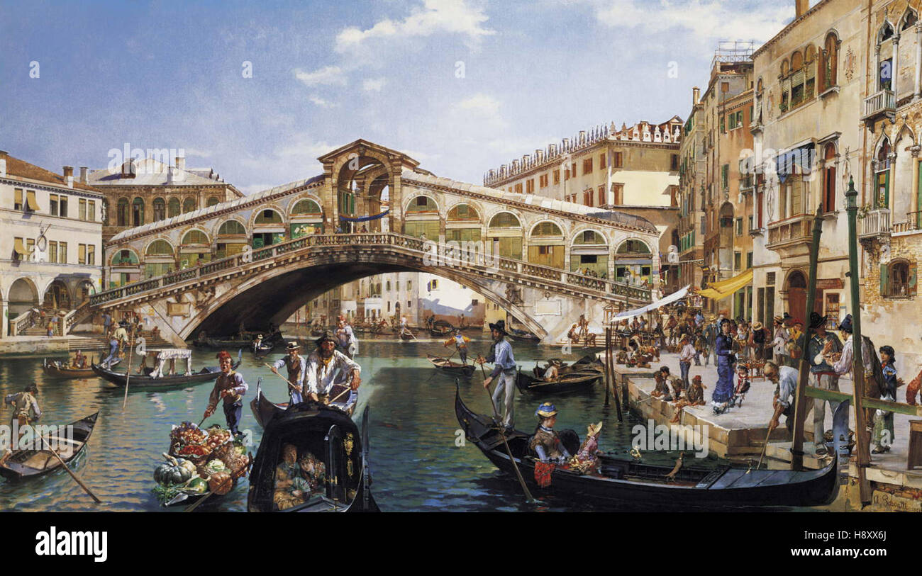 Antonio Pascutti una giornata nei pressi del Ponte di Rialto Venezia, Italia Foto Stock