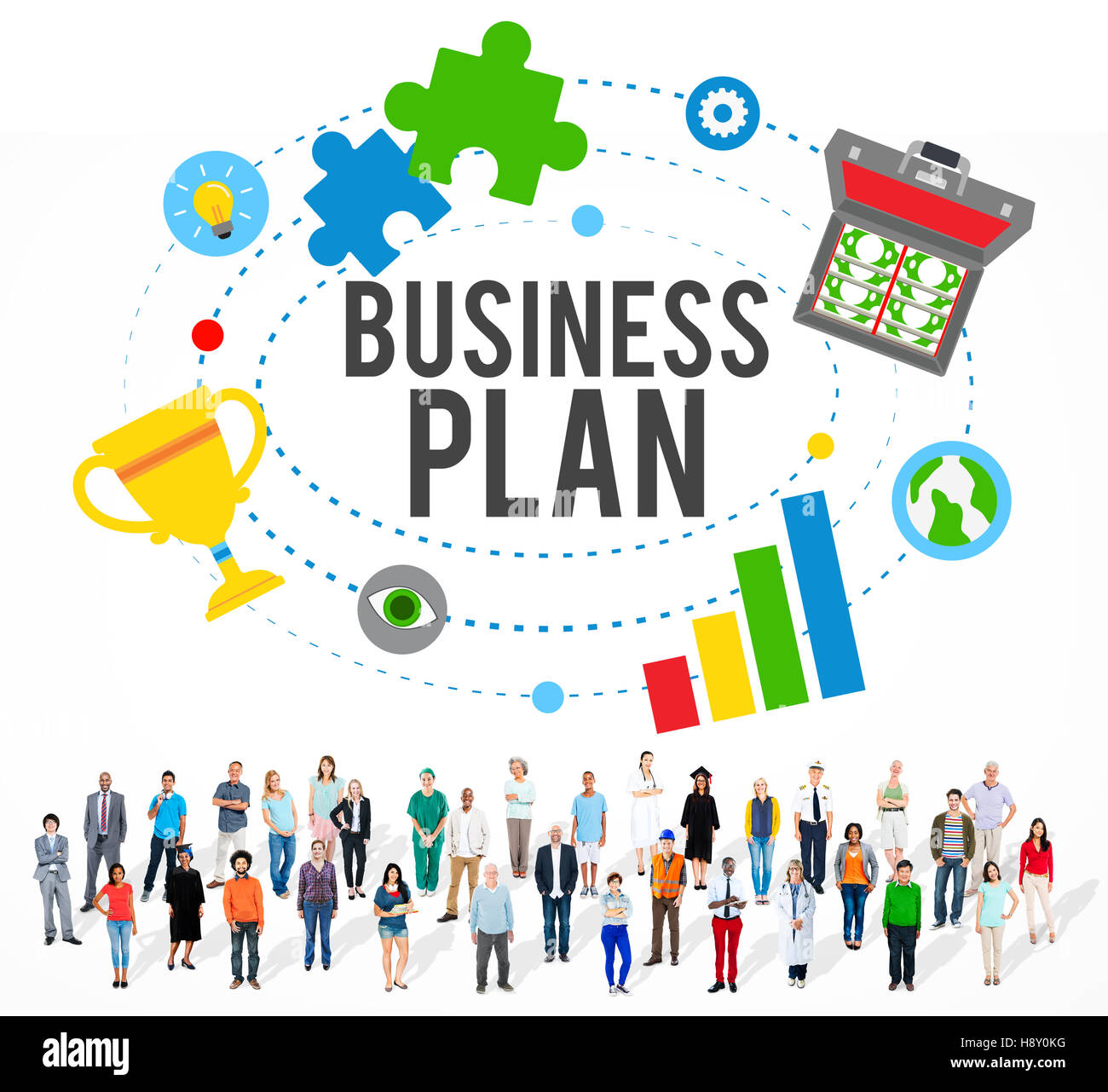 Business Plan di pianificazione di missione concetto orientamenti Foto Stock