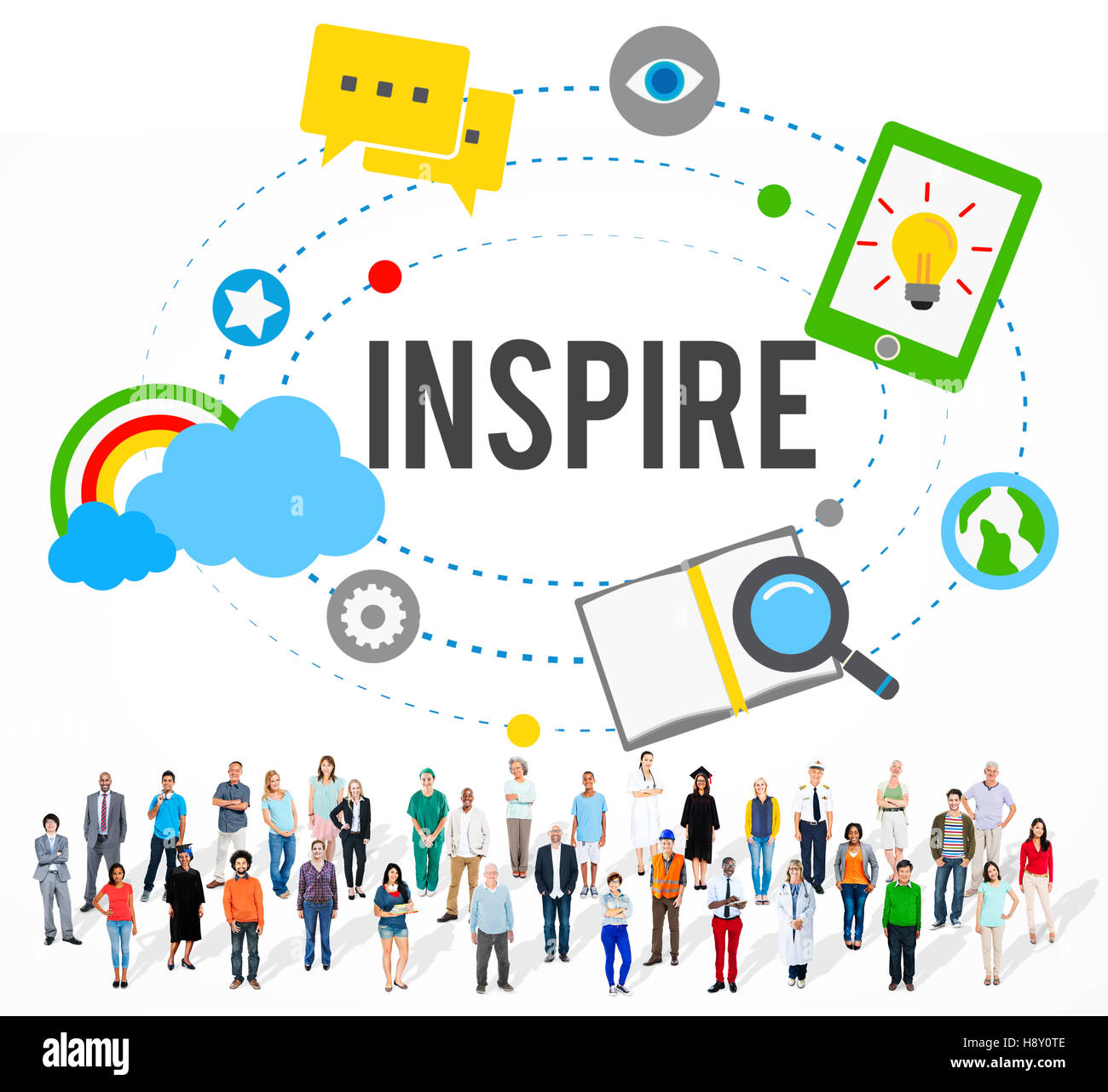 Ispirare idee creatività conoscenza ispirazione Vision Concept Foto Stock