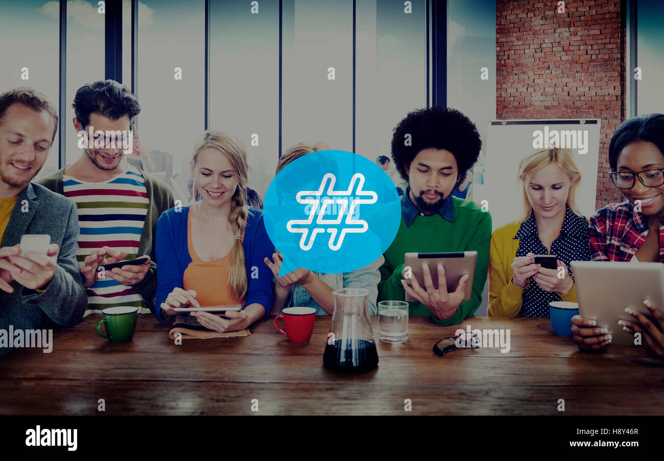 Icona hashtag Social Media Blog Post-NOZIONE Foto Stock