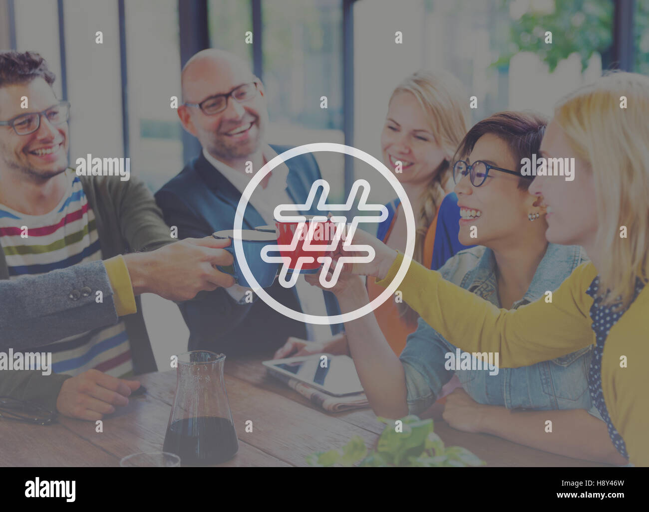 Icona hashtag Social Media Blog Post-NOZIONE Foto Stock