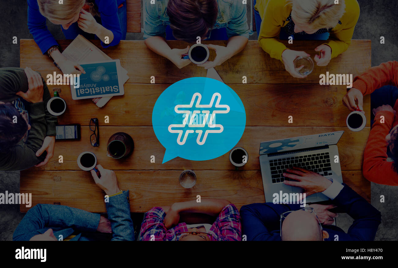 Icona hashtag Social Media Blog Post-NOZIONE Foto Stock