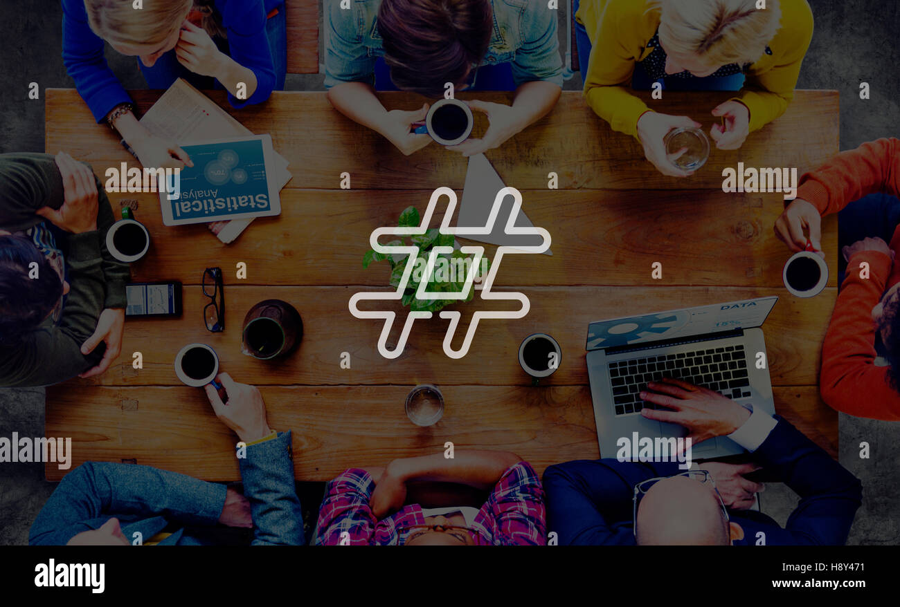 Icona hashtag Social Media Blog Post-NOZIONE Foto Stock