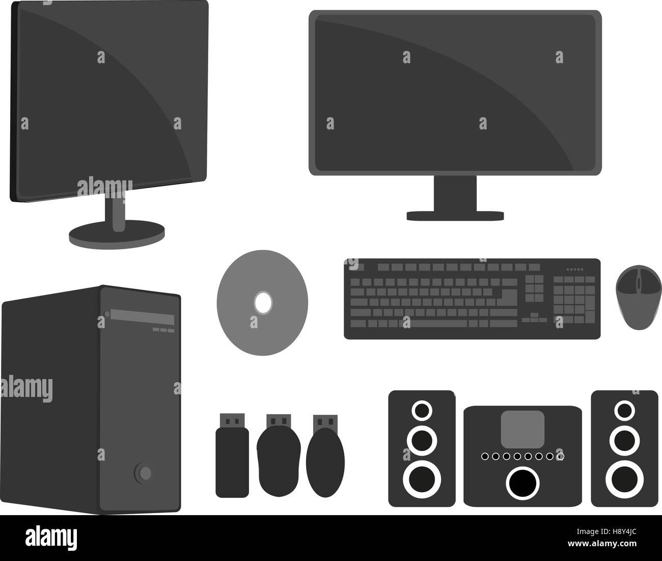 Gli schermi di computer e apparecchiature Illustrazione Vettoriale