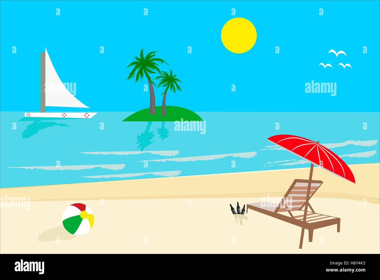 Giornata di sole, spiaggia Illustrazione Vettoriale